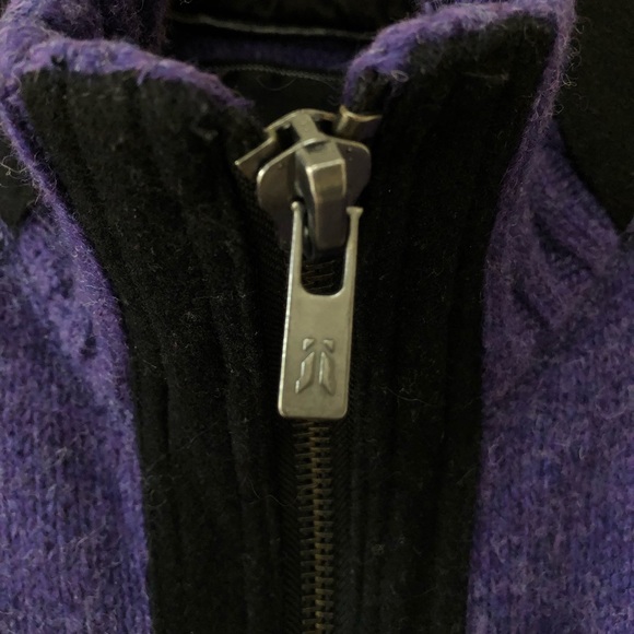 JACK AND JONES purple zip front Andy Cardigan with black accents, size 180/100A. - Picture 6 of 12